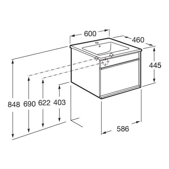 Тумба подвесная с раковиной Roca Aneto 60 см 857429806 фото 7