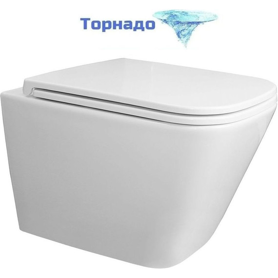 Унитаз подвесной безободковый Azario Teramo AZ-0052-UQ3 с крышкой микролифт (Система смыва торнадо), Цвет производителя: белый фото 