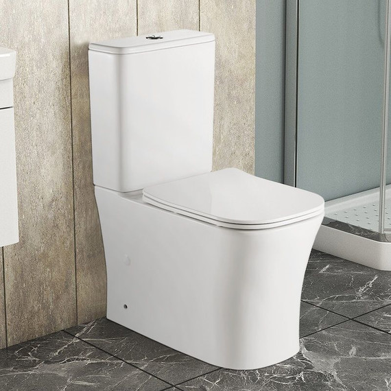 Унитаз-компакт безободковый Azario Anteo Square AZ-1218A с тонкой крышкой микролифт фото 15