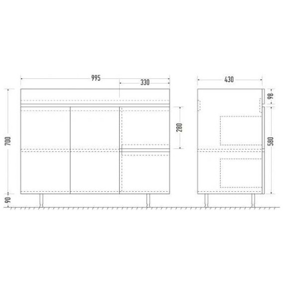 Тумба напольная с раковиной Mirsant Next 100 см (раковина More 100), белый - 5 Тумба напольная с раковиной Mirsant Next 100 см (раковина More 100), белый фото 5