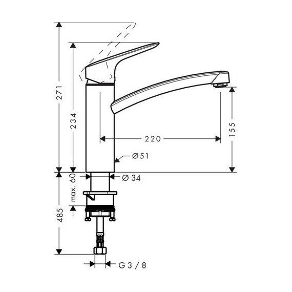 Смеситель для кухни Hansgrohe LOGIS160 71832000 фото 5