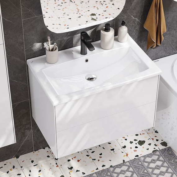Тумба подвесная с раковиной Акватон Сохо 75 см 1A258101AJ010, белый глянцевый фото 8