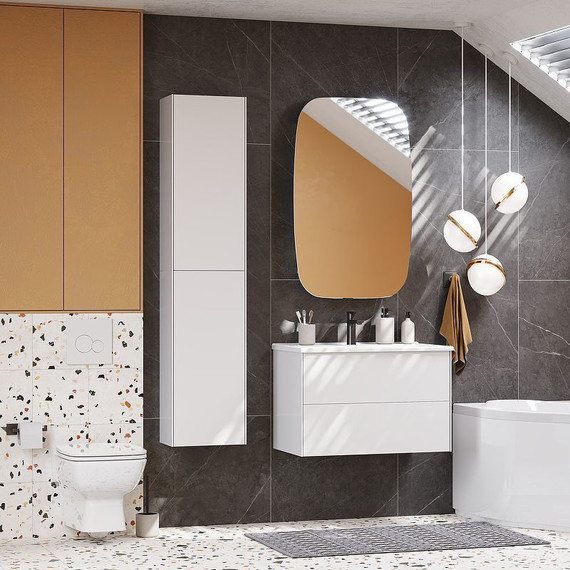 Тумба подвесная с раковиной Акватон Сохо 75 см 1A258101AJ010, белый глянцевый фото 9