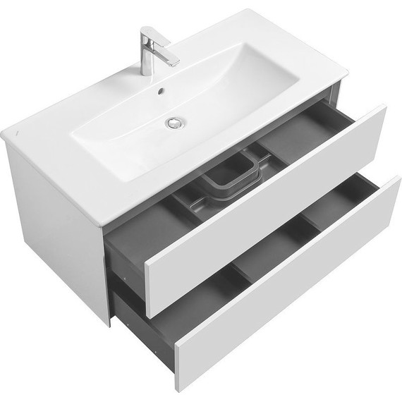 Тумба подвесная с раковиной Акватон Сохо 100 см 1A258201AJ010, белый глянцевый фото 6