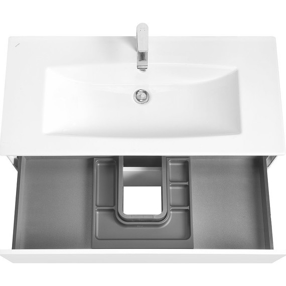 Тумба подвесная с раковиной Акватон Сохо 100 см 1A258201AJ010, белый глянцевый фото 7