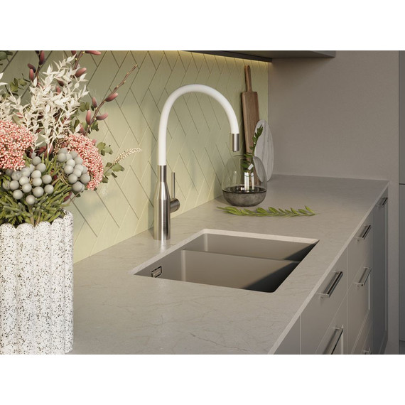 Смеситель для кухни Omoikiri Yatomi 2 Plus BN-WH 4994345, нержавеющая сталь/белый фото 2