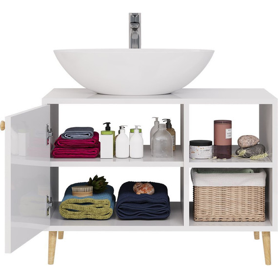 Тумба напольная со столешницей Dreja Luno 80 см 99.2002, белый глянцевый фото 4