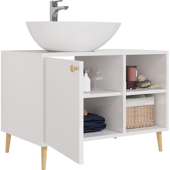 Тумба напольная со столешницей Dreja Luno 80 см 99.2002, белый глянцевый фото 5