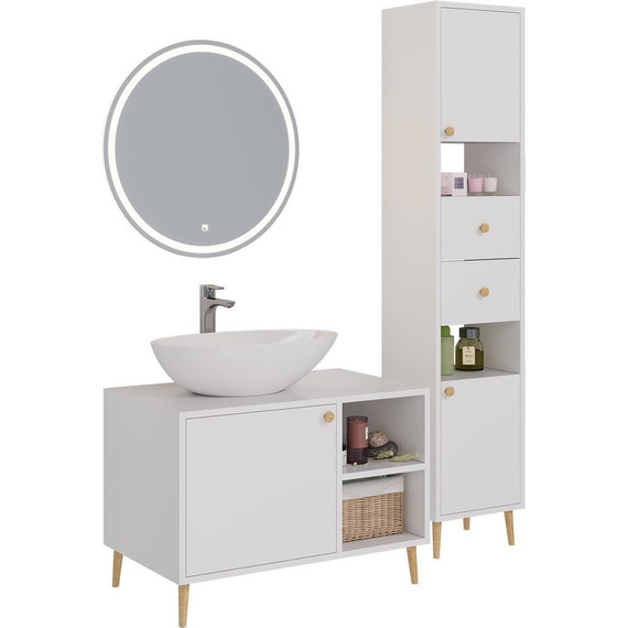 Тумба напольная со столешницей Dreja Luno 80 см 99.2002, белый глянцевый фото 7