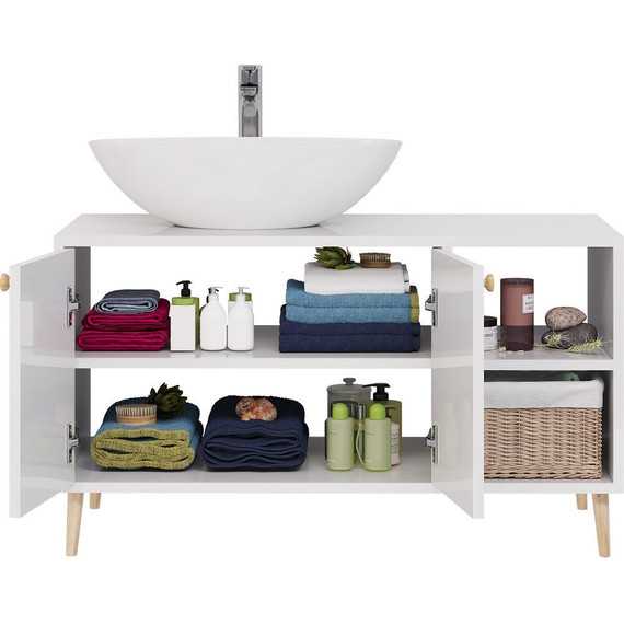 Тумба напольная со столешницей Dreja Luno 100 см 99.2003, белый глянцевый фото 3