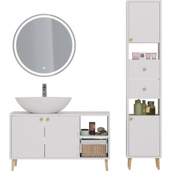 Тумба напольная со столешницей Dreja Luno 100 см 99.2003, белый глянцевый фото 5