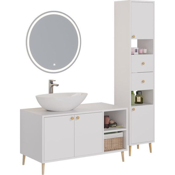 Тумба напольная со столешницей Dreja Luno 100 см 99.2003, белый глянцевый фото 6