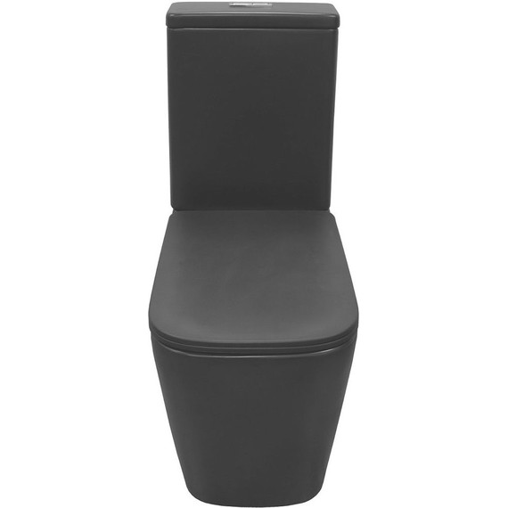 Унитаз-компакт безободковый Azario Black King AZ-8303D с тонкой крышкой микролифт, чёрный матовый, Цвет производителя: чёрный матовый фото 4