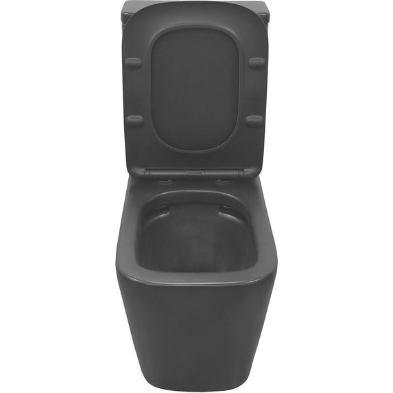 Унитаз-компакт безободковый Azario Black King AZ-8303D с тонкой крышкой микролифт, чёрный матовый, Цвет производителя: чёрный матовый фото 5