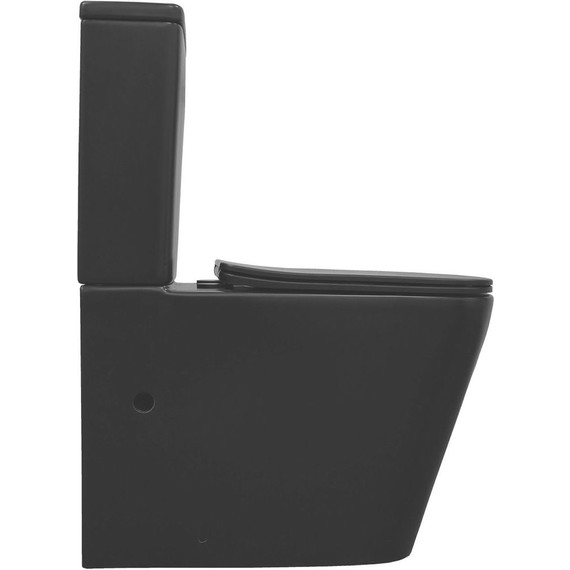 Унитаз-компакт безободковый Azario Black King AZ-8303D с тонкой крышкой микролифт, чёрный матовый, Цвет производителя: чёрный матовый фото 9