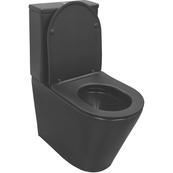 Унитаз-компакт безободковый Azario Black Queen AZ-8380 с тонкой крышкой микролифт, чёрный матовый, Цвет производителя: чёрный матовый - 2 Унитаз-компакт безободковый Azario Black Queen AZ-8380 с тонкой крышкой микролифт, чёрный матовый, Цвет производителя: чёрный матовый фото 2