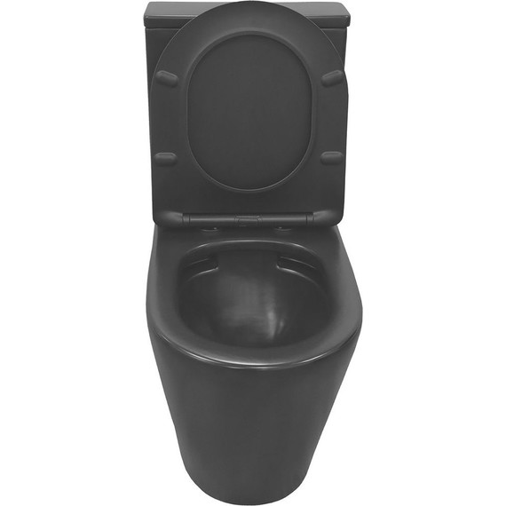 Унитаз-компакт безободковый Azario Black Queen AZ-8380 с тонкой крышкой микролифт, чёрный матовый, Цвет производителя: чёрный матовый - 5 Унитаз-компакт безободковый Azario Black Queen AZ-8380 с тонкой крышкой микролифт, чёрный матовый, Цвет производителя: чёрный матовый фото 5