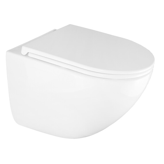 Унитаз подвесной безободковый Azario Trevi AZ-0093UQ3 с тонкой крышкой микролифт (Система смыва торнадо) фото 2