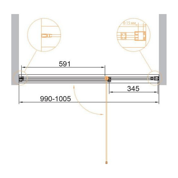 Душевая дверь Cezares Urban B-12 100 см, черный/прозрачное - 2 Душевая дверь Cezares Urban B-12 100 см, черный/прозрачное фото 2