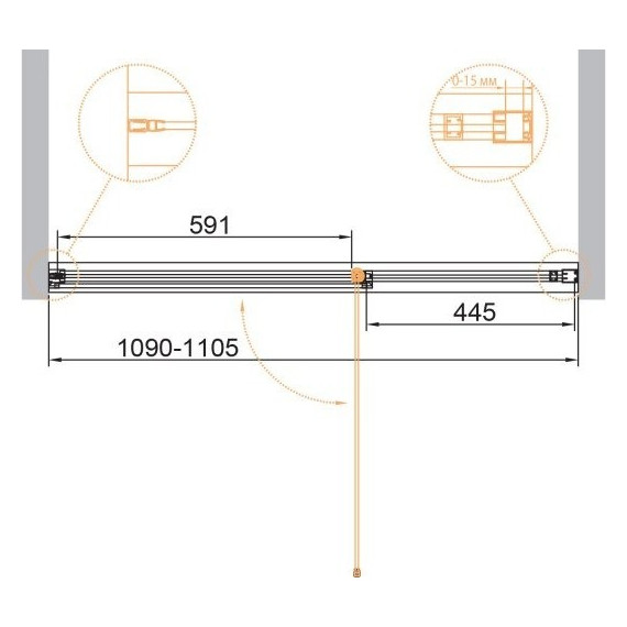 Душевая дверь Cezares Urban B-12 110 см, черный/прозрачное - 2 Душевая дверь Cezares Urban B-12 110 см, черный/прозрачное фото 2