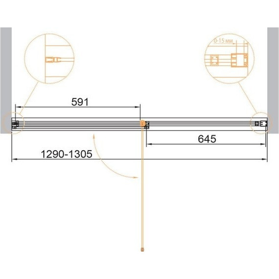 Душевая дверь Cezares Urban B-12 130 см, черный/прозрачное фото 2