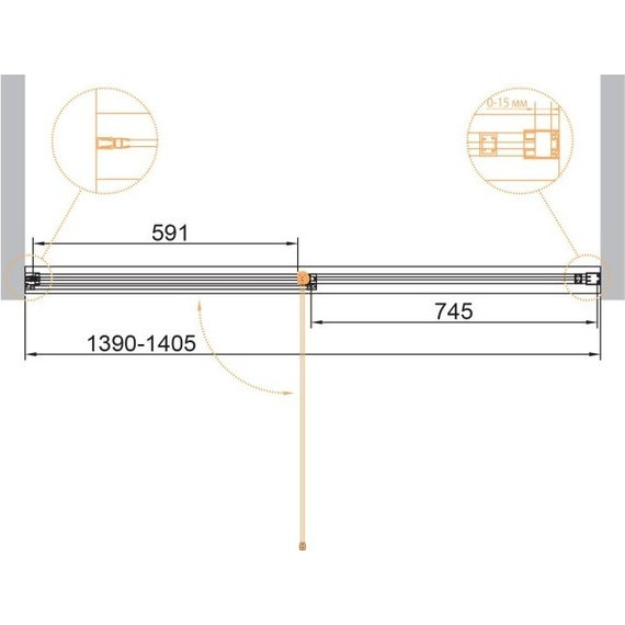 Душевая дверь Cezares Urban B-12 140 см, хром/прозрачное - 2 Душевая дверь Cezares Urban B-12 140 см, хром/прозрачное фото 2