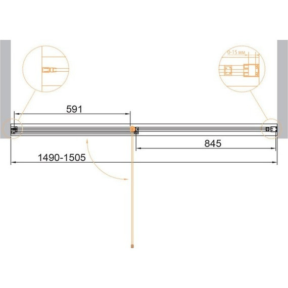Душевая дверь Cezares Urban B-12 150 см, черный/прозрачное фото 2