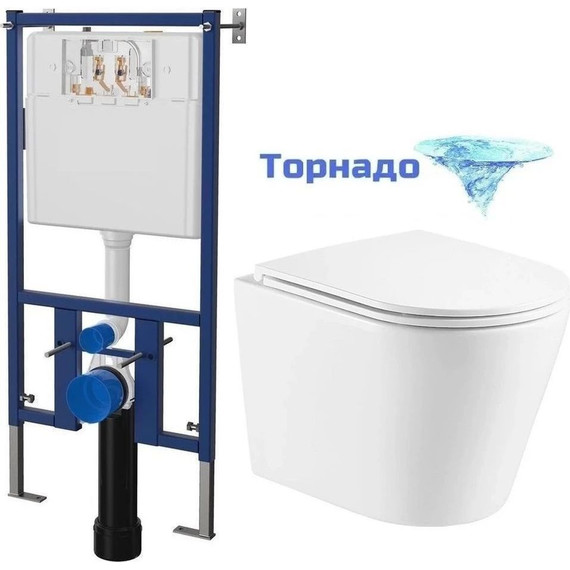 Инсталляция с подвесным унитазом комплект: Loranto 4501 с подвесным безободковым унитазом Teramo AZ-0053-UQ сиденье микролифт (Система смыва торнадо) кнопка смыва белая глянцевая + набор для гигиенического душа Haiba HB5511 - 5 Инсталляция с подвесным унитазом комплект: Loranto 4501 с подвесным безободковым унитазом Teramo AZ-0053-UQ сиденье микролифт (Система смыва торнадо) кнопка смыва белая глянцевая + набор для гигиенического душа Haiba HB5511 фото 5