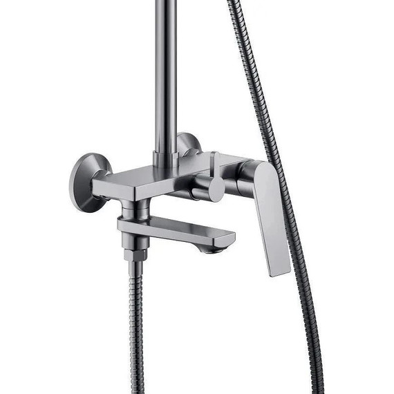 Душевой комплект Haiba: Душевая стойка HB24533-3 + смеситель для раковины HB10533-3, цвет графит фото 5