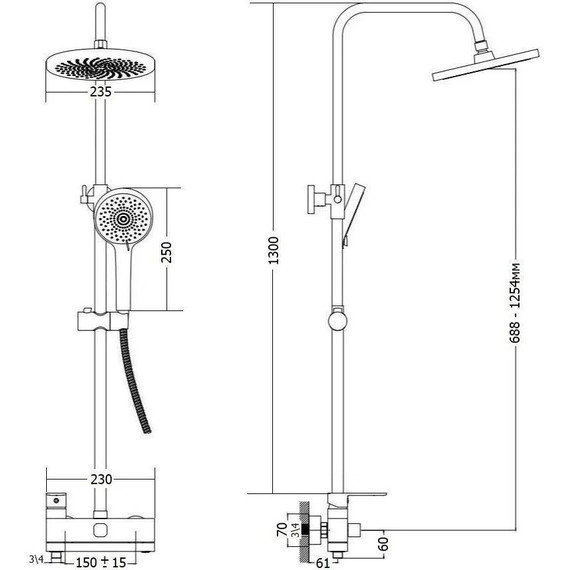 Душевой комплект Haiba: Душевая стойка HB24590-7 + смеситель для раковины HB12590-7, цвет чёрный матовый фото 13