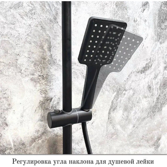 Душевой комплект Haiba: Душевая стойка HB24639-7 + смеситель для раковины HB10639-7, цвет чёрный матовый - 11 Душевой комплект Haiba: Душевая стойка HB24639-7 + смеситель для раковины HB10639-7, цвет чёрный матовый фото 11