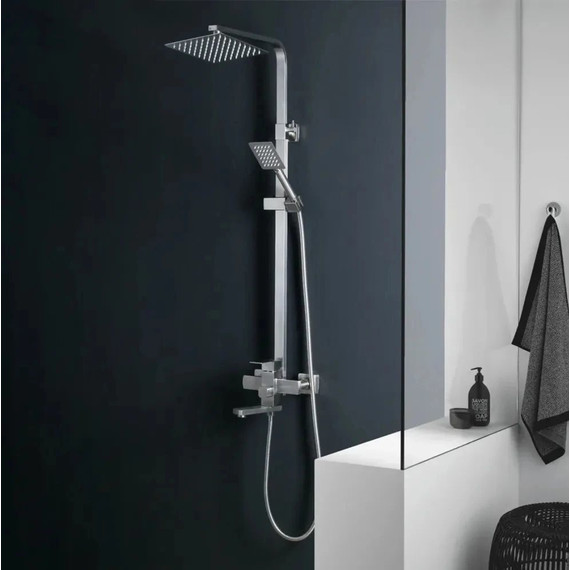 Душевой комплект Haiba: Душевая стойка HB24803 + смеситель для раковины HB10803, цвет нержавеющая сталь - 7 Душевой комплект Haiba: Душевая стойка HB24803 + смеситель для раковины HB10803, цвет нержавеющая сталь фото 7