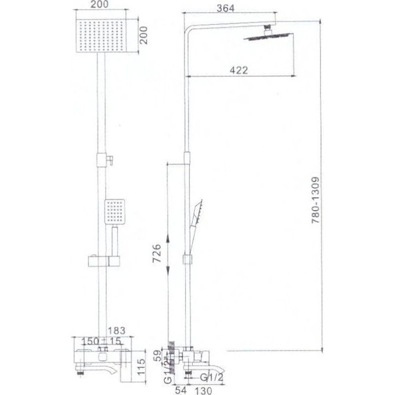 Душевой комплект Haiba: Душевая стойка HB24815 + смеситель для раковины HB10815, цвет сталь - 8 Душевой комплект Haiba: Душевая стойка HB24815 + смеситель для раковины HB10815, цвет сталь фото 8