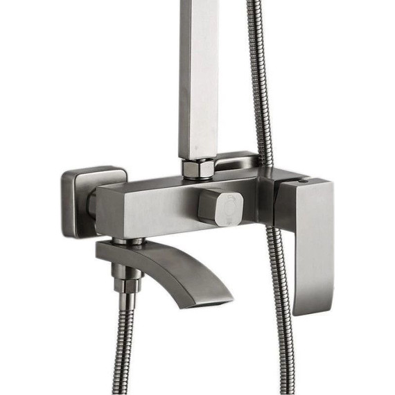 Душевой комплект Haiba: Душевая стойка HB24815 + смеситель для раковины HB10815, цвет сталь - 3 Душевой комплект Haiba: Душевая стойка HB24815 + смеситель для раковины HB10815, цвет сталь фото 3