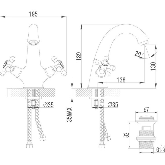 Набор смесителей Lemark: Смеситель для ванны Vintage LM2841B + смеситель для раковины Vintage LM2806B, бронза фото 7