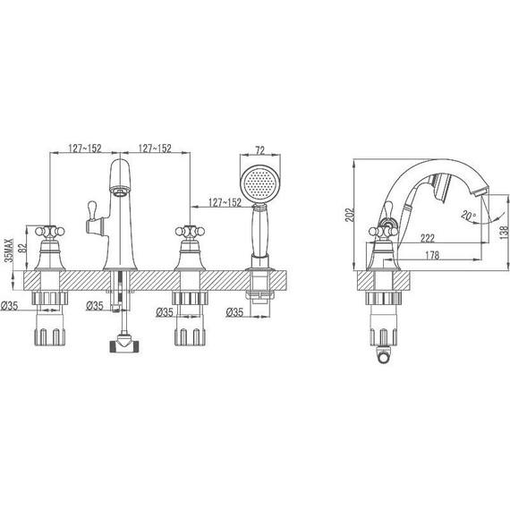 Набор смесителей Lemark: Смеситель для ванны Vintage LM2841B + смеситель для раковины Vintage LM2806B, бронза фото 8