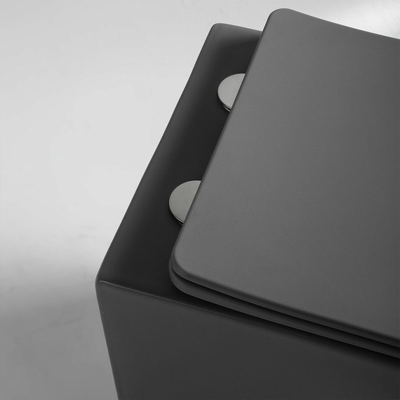 Унитаз подвесной безободковый Vincea Piatti VT1-11SMA с тонкой крышкой микролифт, антрацит матовый - 8 Унитаз подвесной безободковый Vincea Piatti VT1-11SMA с тонкой крышкой микролифт, антрацит матовый фото 8