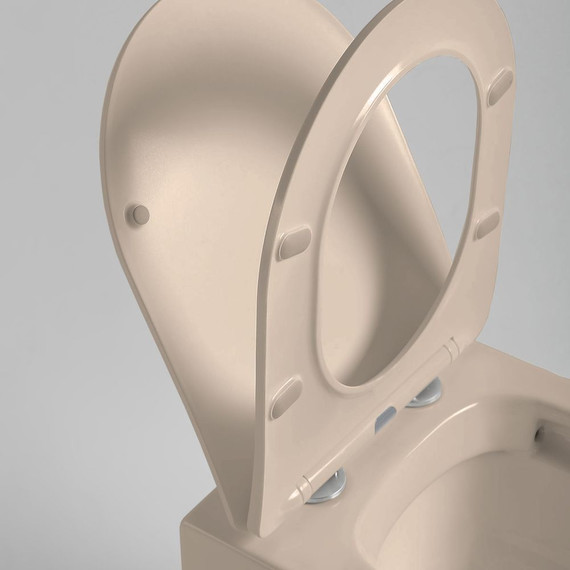 Унитаз подвесной безободковый Vincea Piatti VT1-11SMC с тонкой крышкой микролифт, капучино матовый, Цвет производителя: бежевый - 2 Унитаз подвесной безободковый Vincea Piatti VT1-11SMC с тонкой крышкой микролифт, капучино матовый, Цвет производителя: бежевый фото 2