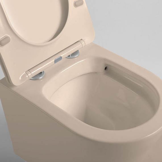 Унитаз подвесной безободковый Vincea Piatti VT1-11SMC с тонкой крышкой микролифт, капучино матовый, Цвет производителя: бежевый - 4 Унитаз подвесной безободковый Vincea Piatti VT1-11SMC с тонкой крышкой микролифт, капучино матовый, Цвет производителя: бежевый фото 4