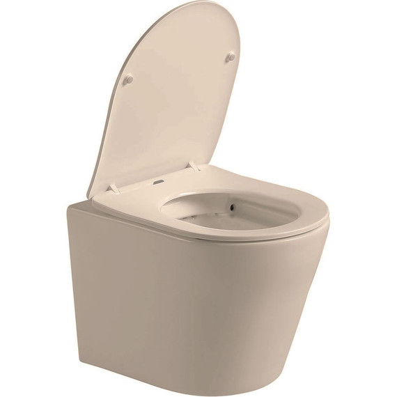 Унитаз подвесной безободковый Vincea Piatti VT1-11SMC с тонкой крышкой микролифт, капучино матовый, Цвет производителя: бежевый - 6 Унитаз подвесной безободковый Vincea Piatti VT1-11SMC с тонкой крышкой микролифт, капучино матовый, Цвет производителя: бежевый фото 6