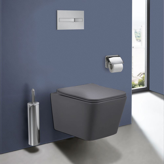 Унитаз подвесной безободковый Vincea Q-Line VT1-12MA с тонкой крышкой микролифт, антрацит матовый - 8 Унитаз подвесной безободковый Vincea Q-Line VT1-12MA с тонкой крышкой микролифт, антрацит матовый фото 8