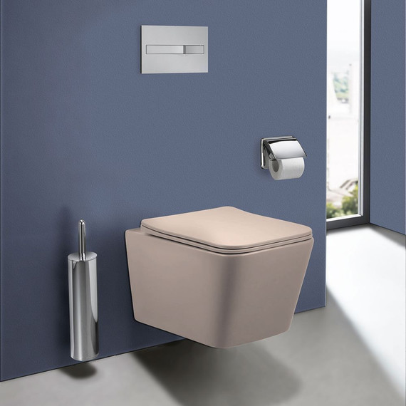 Унитаз подвесной безободковый Vincea Q-Line VT1-12MC с тонкой крышкой микролифт, капучино матовый, Цвет производителя: бежевый - 8 Унитаз подвесной безободковый Vincea Q-Line VT1-12MC с тонкой крышкой микролифт, капучино матовый, Цвет производителя: бежевый фото 8