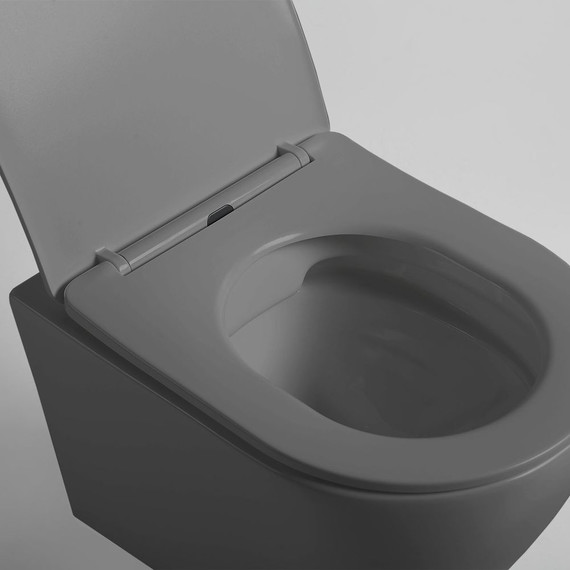 Унитаз подвесной безободковый Vincea Globo VT1-14SMA с тонкой крышкой микролифт, антрацит матовый фото 4