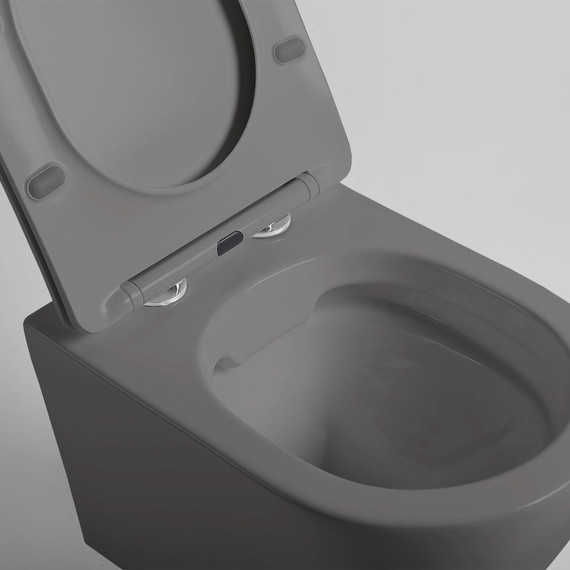 Унитаз подвесной безободковый Vincea Globo VT1-14SMA с тонкой крышкой микролифт, антрацит матовый фото 5