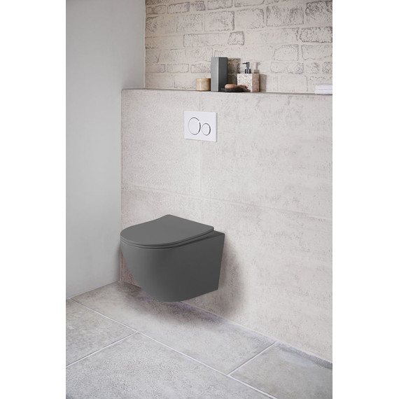 Унитаз подвесной безободковый Vincea Globo VT1-14SMA с тонкой крышкой микролифт, антрацит матовый фото 9