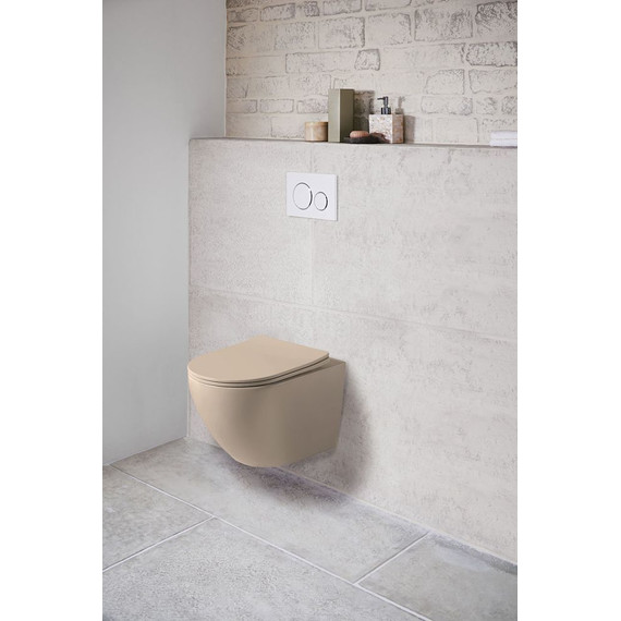 Унитаз подвесной безободковый Vincea Globo VT1-14SMC с тонкой крышкой микролифт, капучино матовый, Цвет производителя: бежевый фото 9