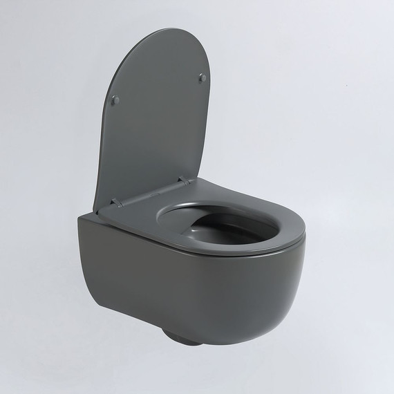 Унитаз подвесной безободковый Vincea Evo VT1-34SMA с тонкой крышкой микролифт, антрацит матовый фото 2