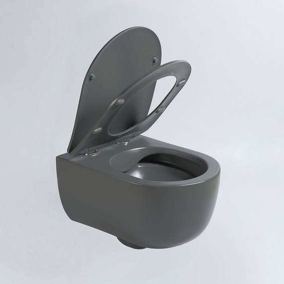 Унитаз подвесной безободковый Vincea Evo VT1-34SMA с тонкой крышкой микролифт, антрацит матовый фото 3