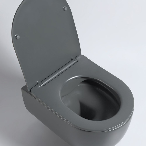 Унитаз подвесной безободковый Vincea Evo VT1-34SMA с тонкой крышкой микролифт, антрацит матовый фото 4