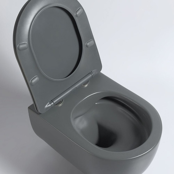 Унитаз подвесной безободковый Vincea Evo VT1-34SMA с тонкой крышкой микролифт, антрацит матовый фото 6